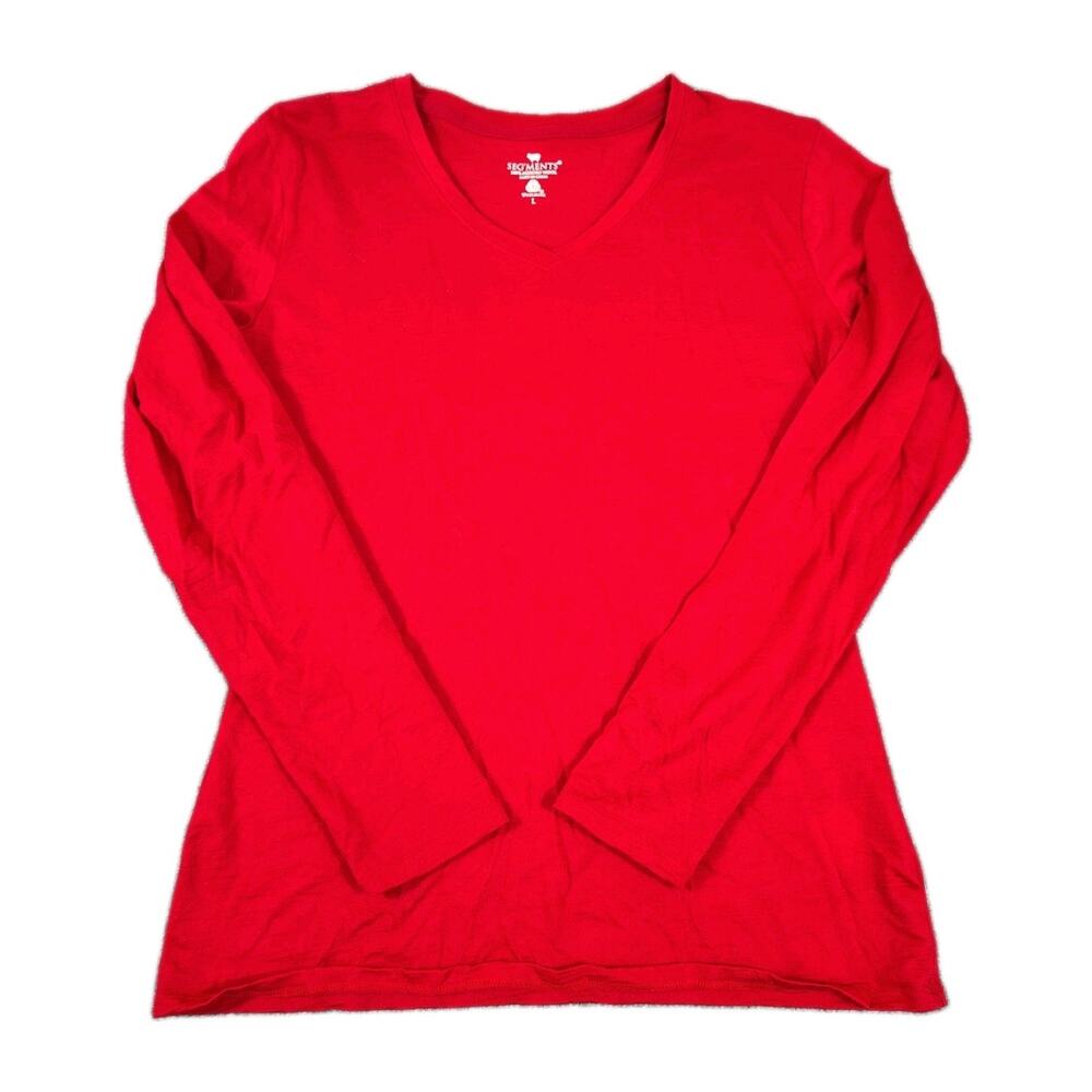 Seg'ments 100% Merino Wool LS Shirt Women's L Red Quick Dry Stretch Outdoor EUC